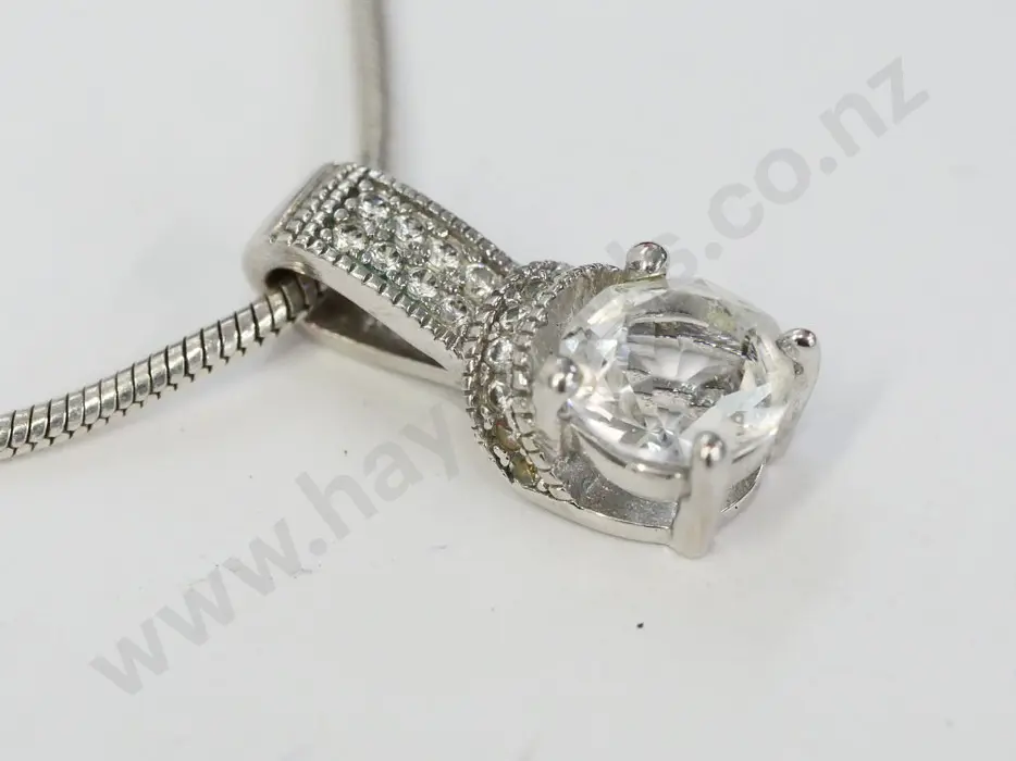 silver & cz pendant  stamped 925 Image 1++