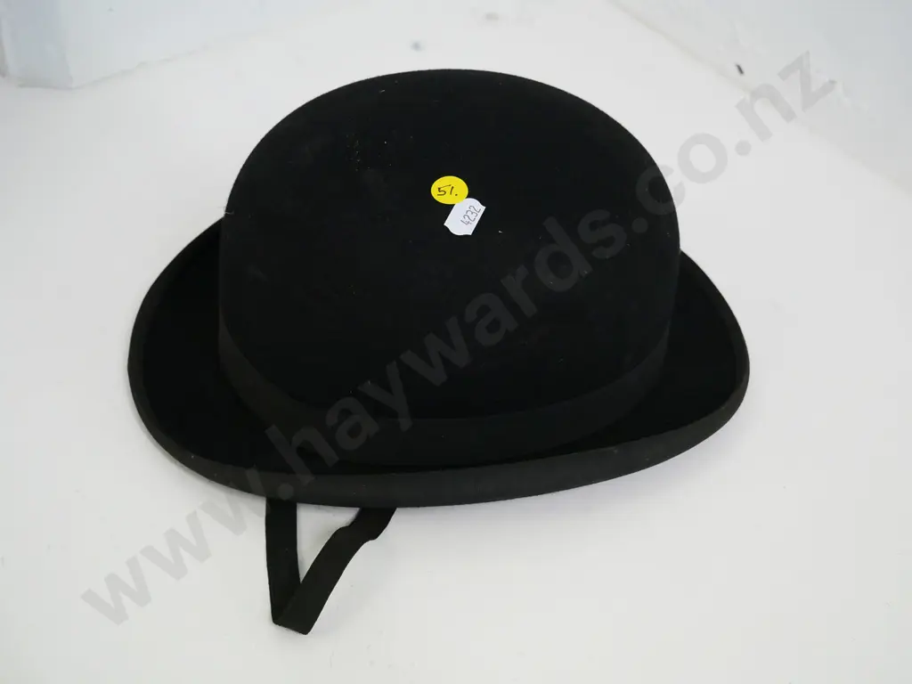 equestrian bowler hat (no markings, small-medium-ish) some wear to ribbon Image 1++