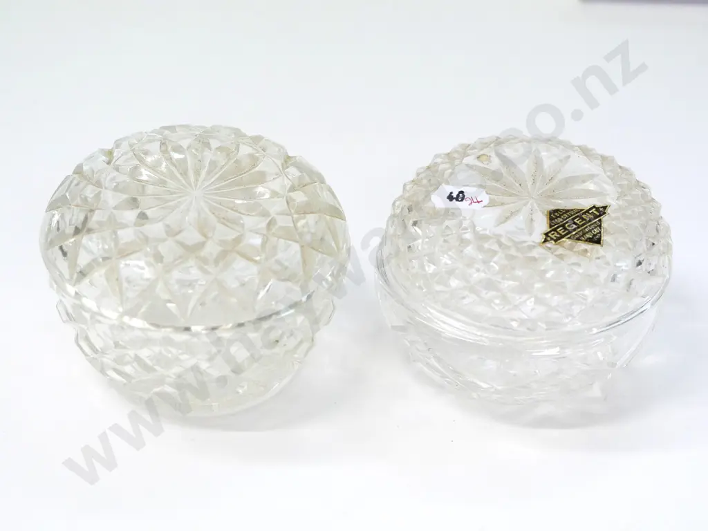 2 small lidded crystal bowls 1 has label 'Regent full lead crystal' Image 1++