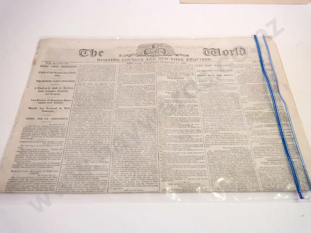 1862 issue of The World and Morning Courier & New York Enquirer Image 1++