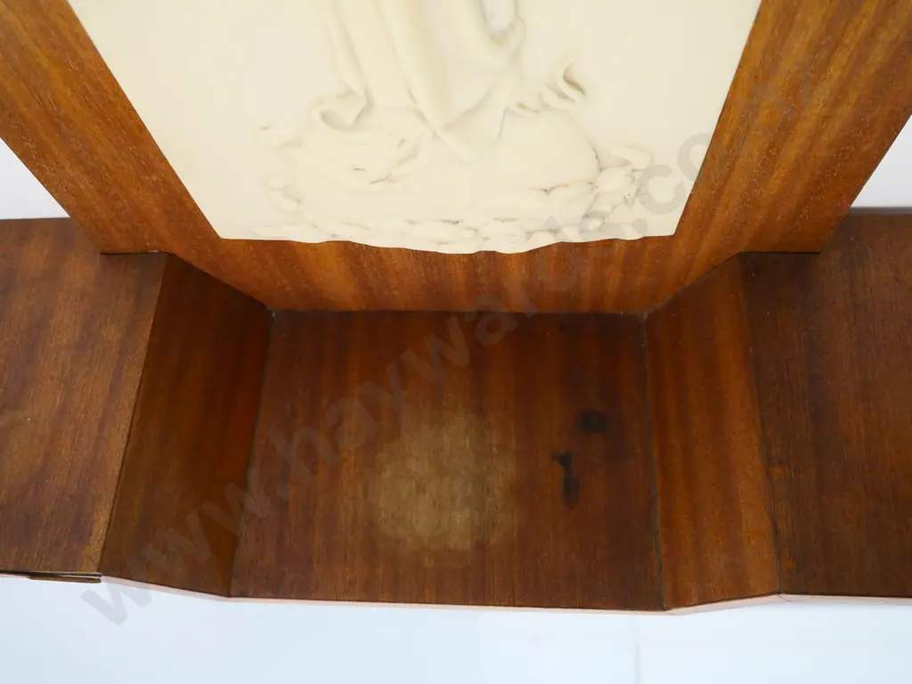 wall-mount composite Madonna on timber backing - some staining and chips/damage to veneer H-650 W-550 Image 1++
