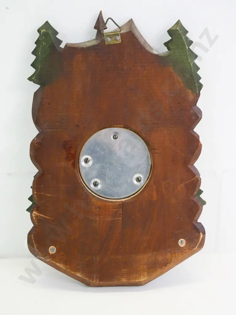 German wall barometer in carved and painted wood frame H-290 W-190 Image 1++