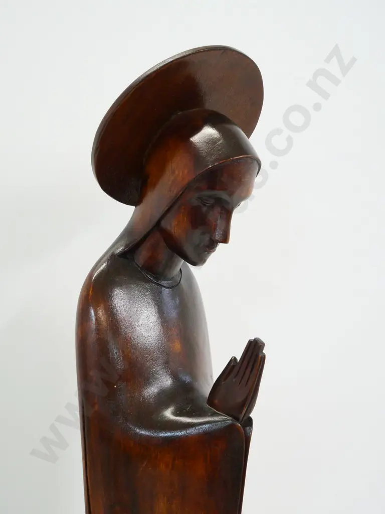 carved wood religious statue - praying figure H-785 Image 1++