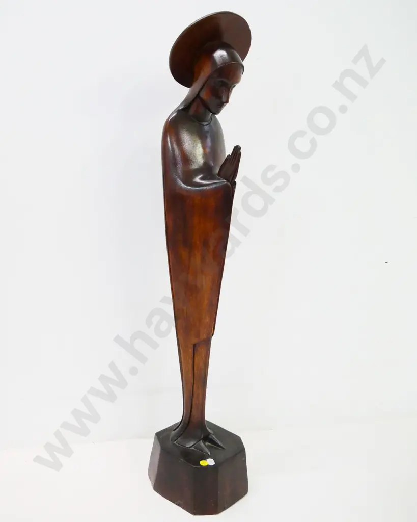 carved wood religious statue - praying figure H-785 Image 1++
