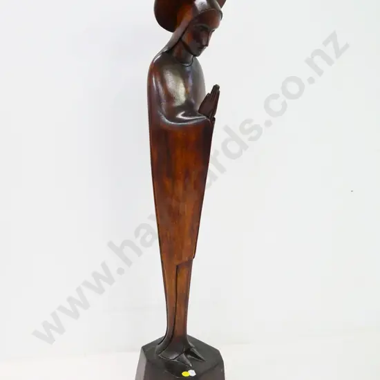 carved wood religious statue - praying figure H-785