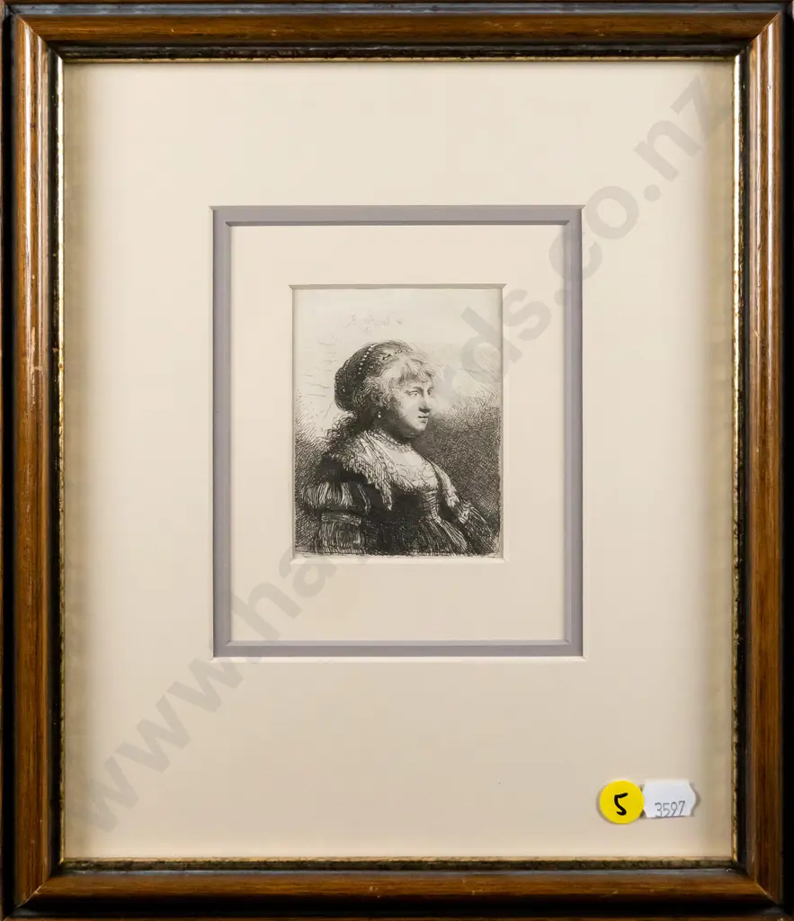 framed reproduction etching - portrait H-85 W-50 Image 1++