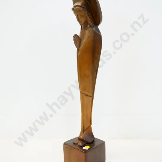 carved wood religious statue - praying Christ figure H-550