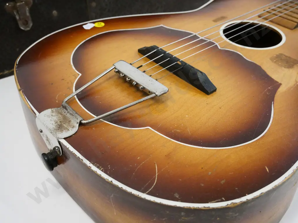 vintage Gallo Gallotone Champion acoustic guitar with case - small dents, wear and tear, small chip to nut Image 1++