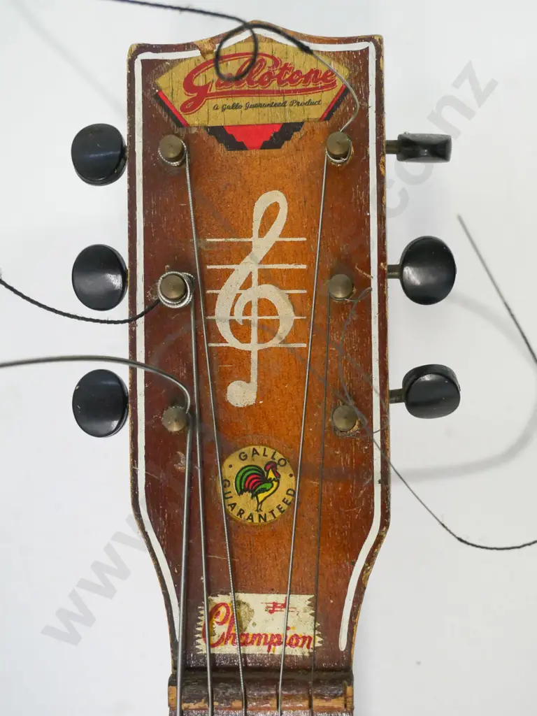 vintage Gallo Gallotone Champion acoustic guitar with case - small dents, wear and tear, small chip to nut Image 1++