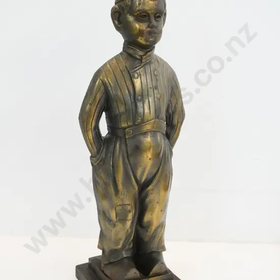 brass Dutch boy fireside set with 3 implements H-480