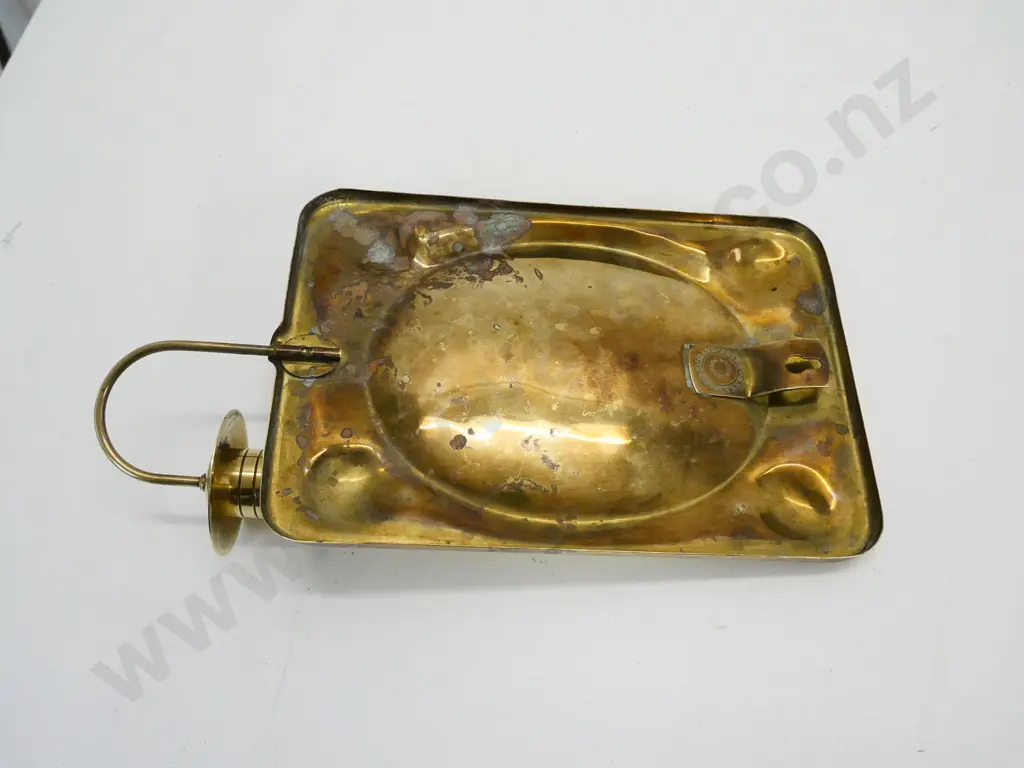 pressed brass single candle wall sconce - marked Peter Jensen / Made in Denmark H-228 W-115 Image 1++