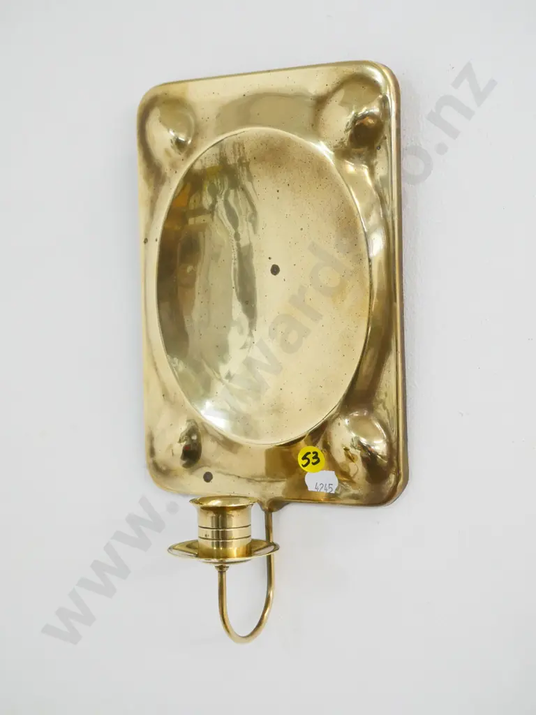 pressed brass single candle wall sconce - marked Peter Jensen / Made in Denmark H-228 W-115 Image 1++