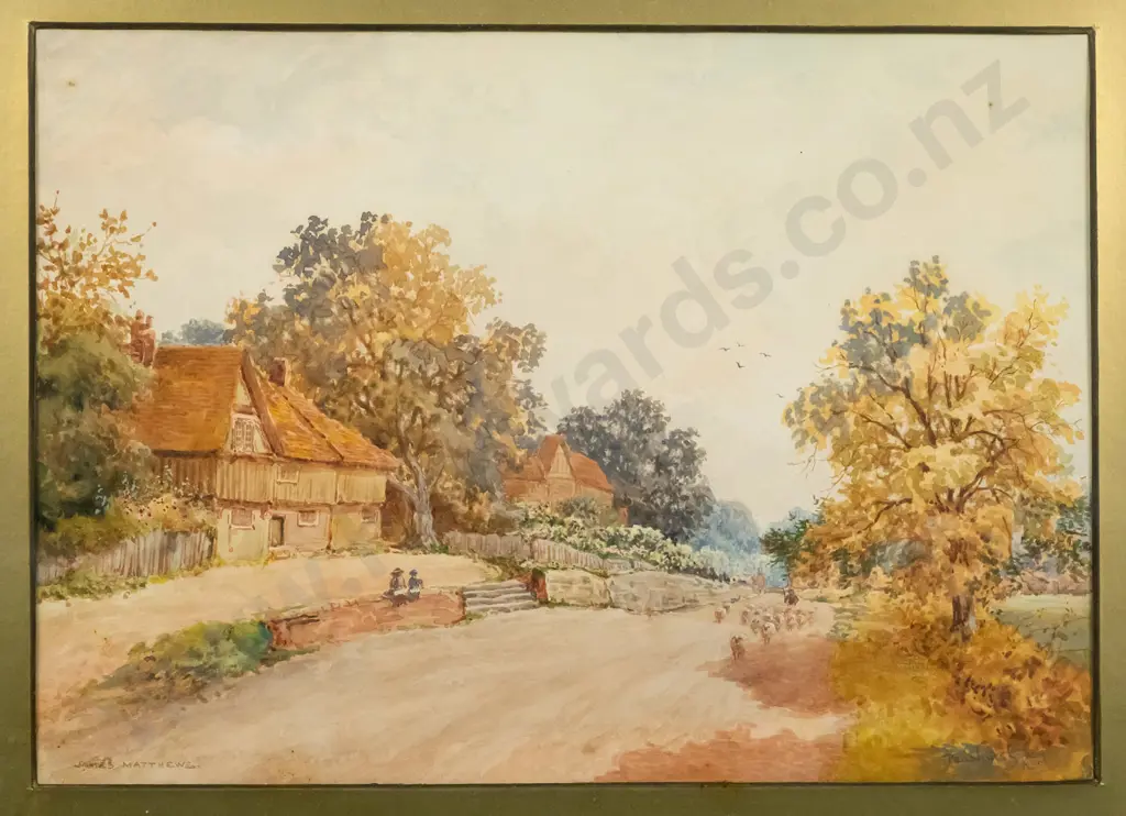 James Matthews - framed watercolour - Penshurst Kent  H-250 W-340 Image 1++
