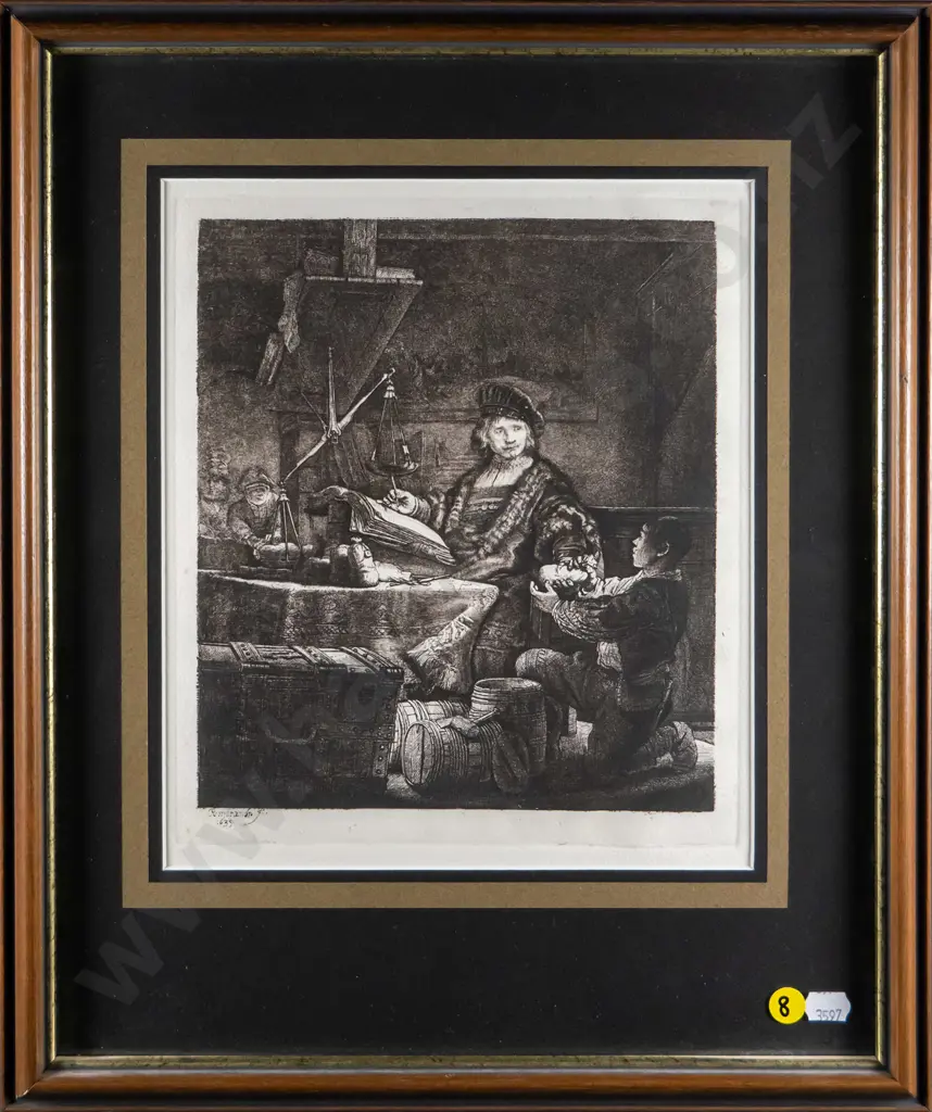 framed reproduction etching - H-225 W-200 Image 1++