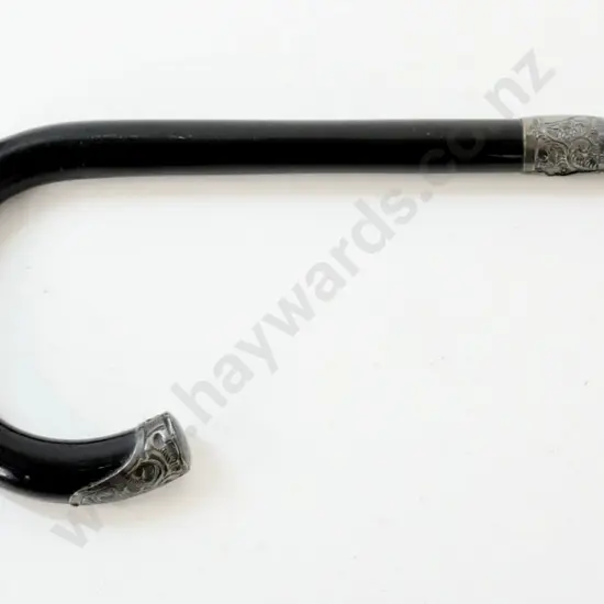 ebony walking cane with sterling silver band