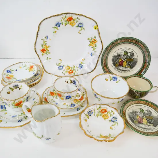 Royal Albert poppy pattern part tea set and an Adams 'Cries of London' trio