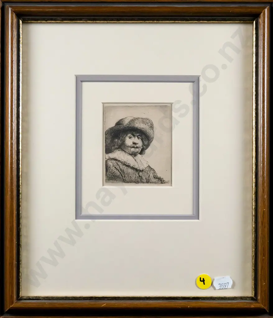 framed reproduction etching - portrait H-70 W-65 Image 1++