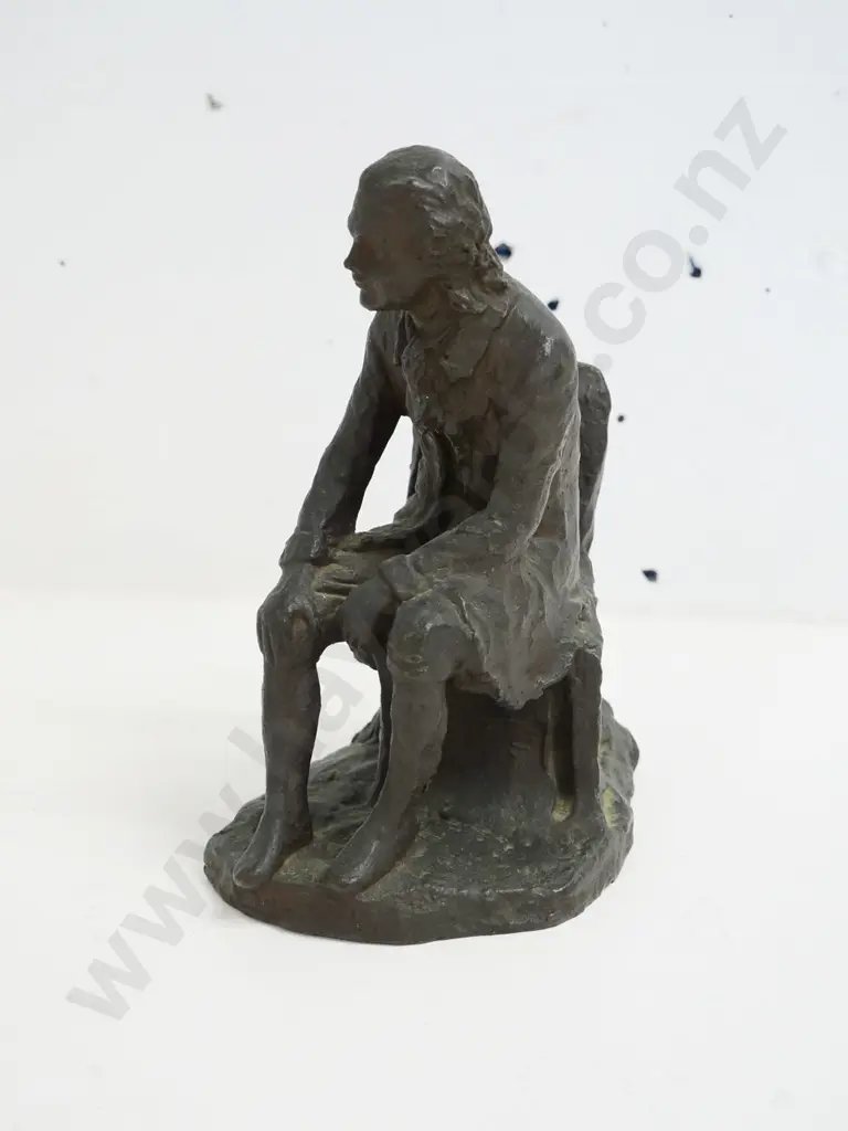 cast bronze sitting gentleman figure in 18th/19th century dress H-180 Image 1++