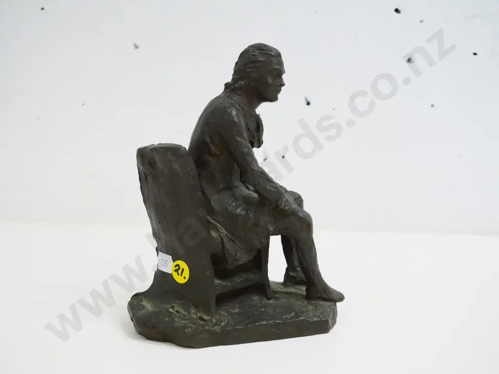 cast bronze sitting gentleman figure in 18th/19th century dress H-180 Image 1++