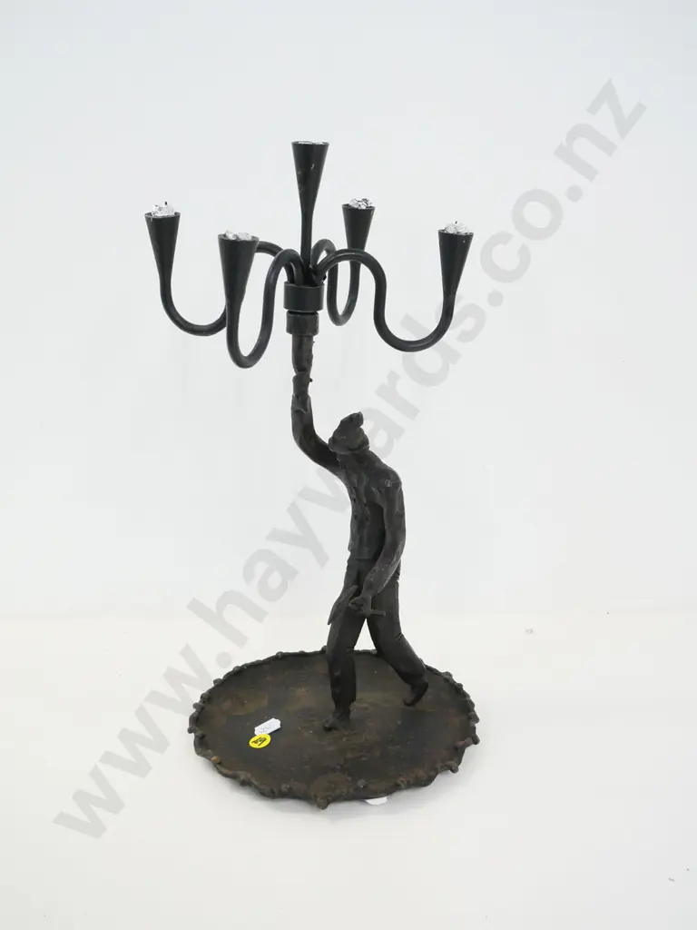 cast metal figural 5-candle removable candelabra, to fit narrow tapers. H-400 Image 1++