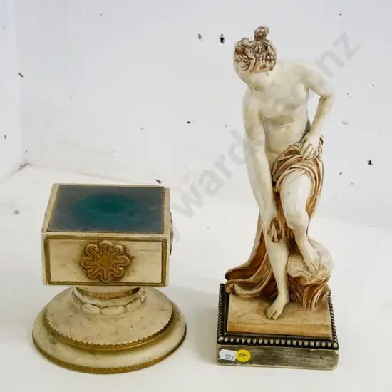 composite bathing lady figure on separate stand. H-470 including base