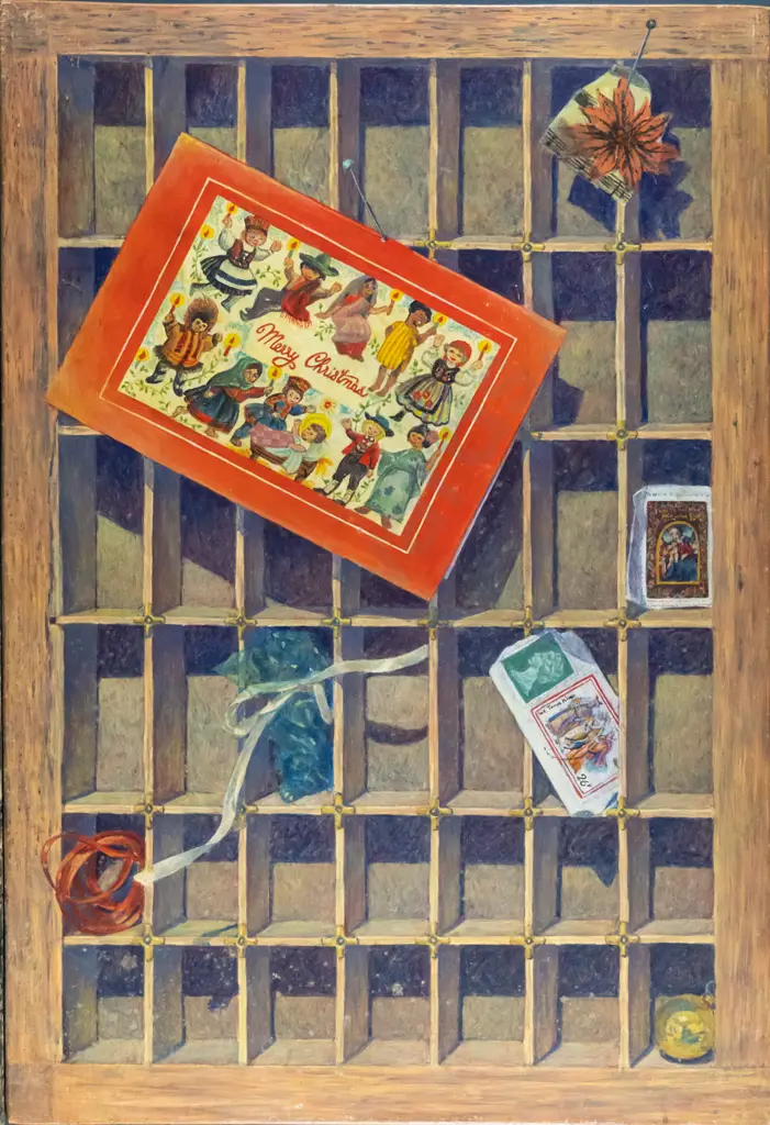 Josie Jay - egg tempura on wood - Christmas triptych - each H-420 W-280 Image 1++