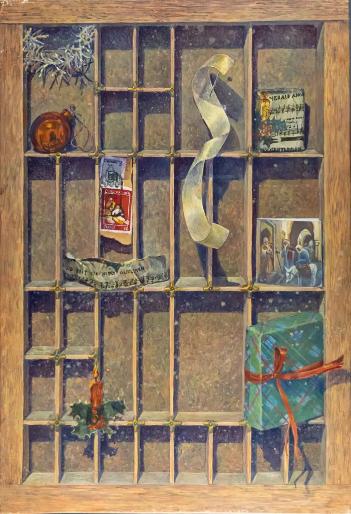 Josie Jay - egg tempura on wood - Christmas triptych - each H-420 W-280 Image 1++