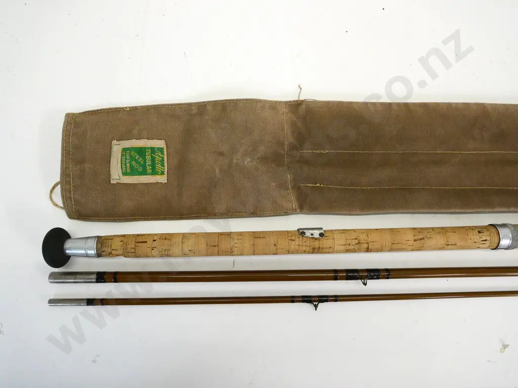 3-piece Apollo tubular steel fly rod in canvas sleeve Image 1++