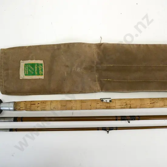 3-piece Apollo tubular steel fly rod in canvas sleeve