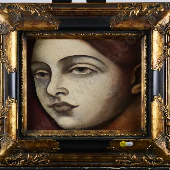 Donna Demente Ogilvy, 2004 - ornately framed painting on board H-190 W-245