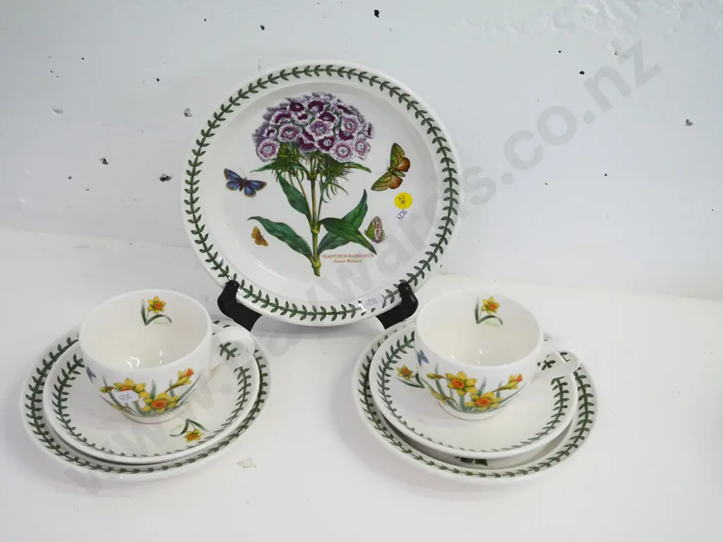 Portmeirion 'Botanic Garden' items - 2 trios and a plate D-220 Image 1++
