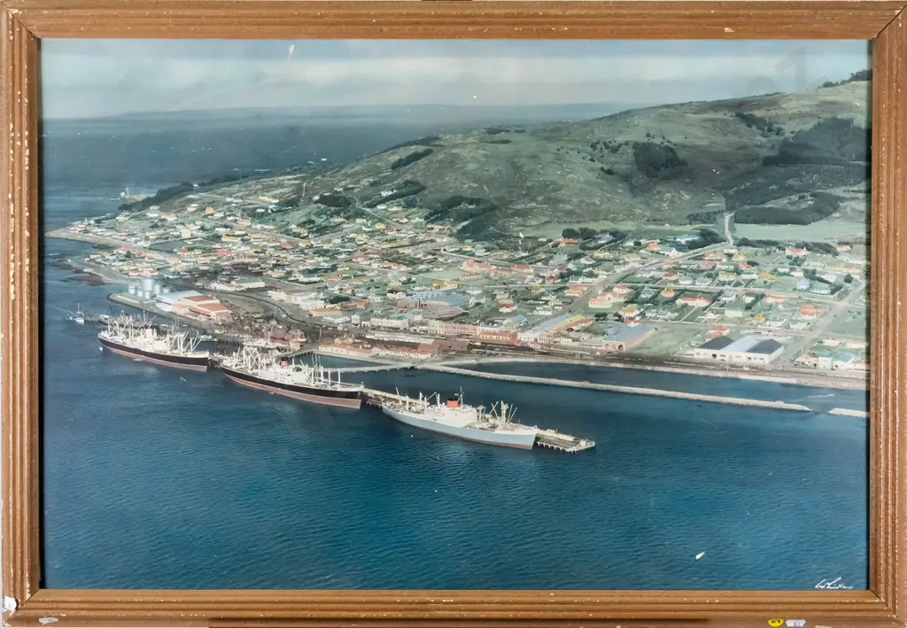 framed hand coloured Whites Aviation - Bluff H-490 W-740 (scratching and damage) Image 1++