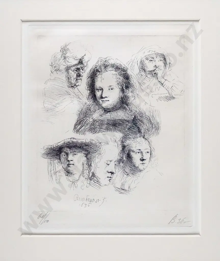 framed reproduction etching - portraits H-160 W-135 Image 1++
