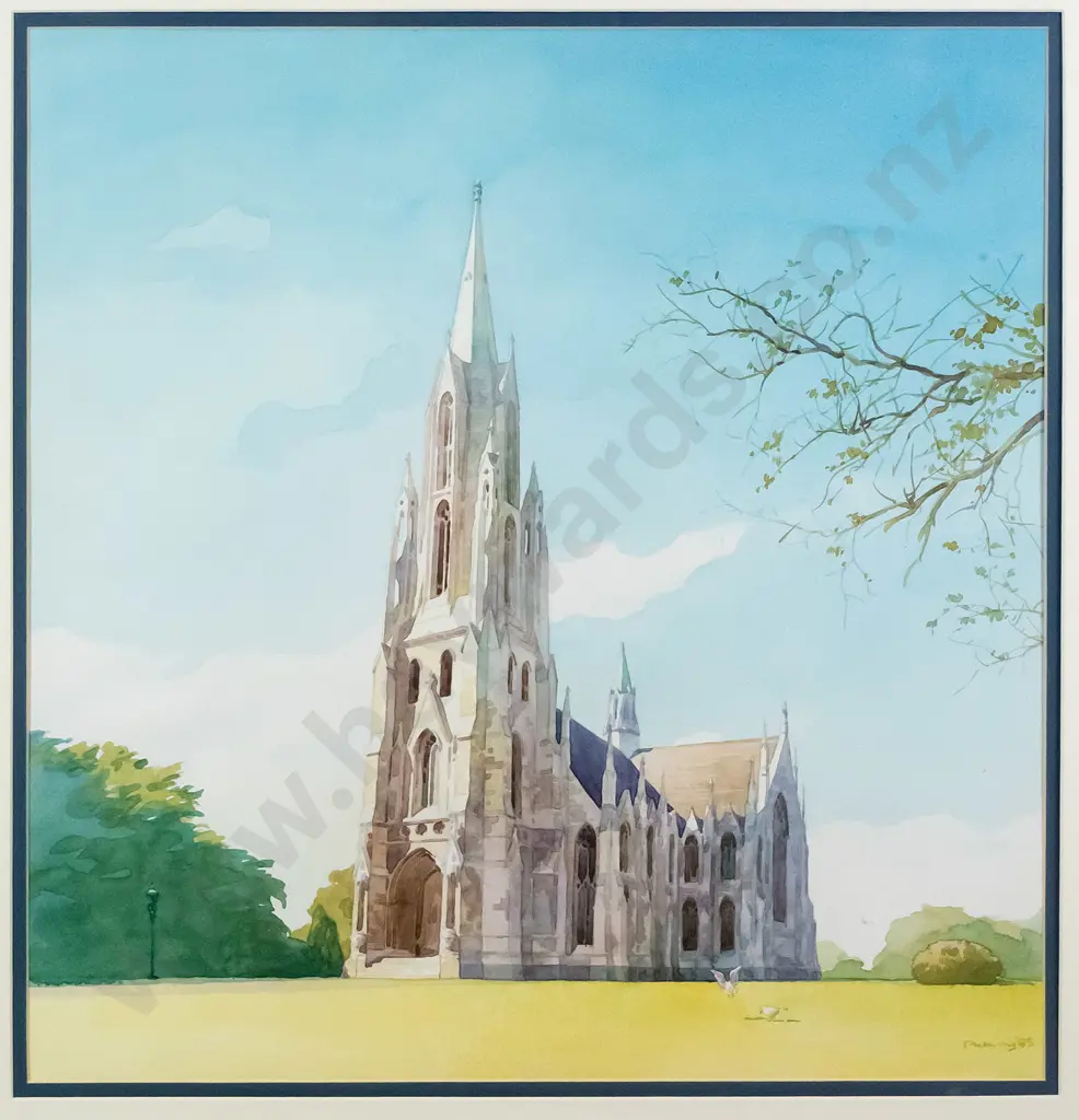 Ping Wang 95 -framed watercolour- First Church H-500 W-480 Image 1++