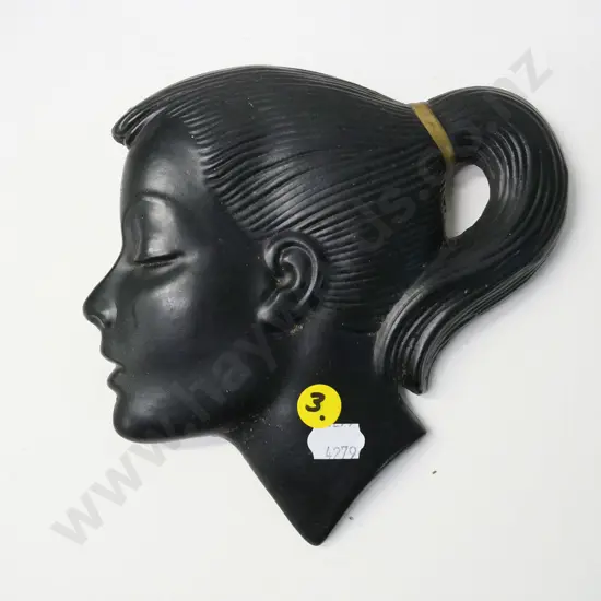 painted plaster silhouette wall head - marked LH5 on back H-160 W-160