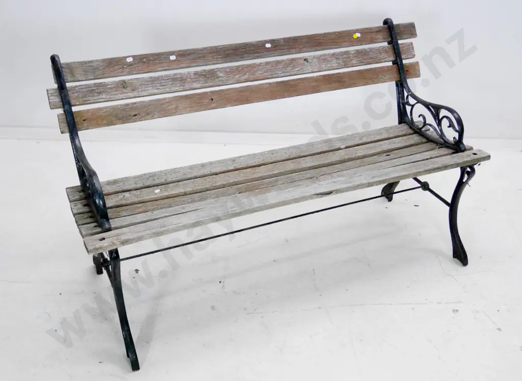 cast iron-ended slat garden seat, wobbles side to side H-680 W-1250 D-520 Image 1++