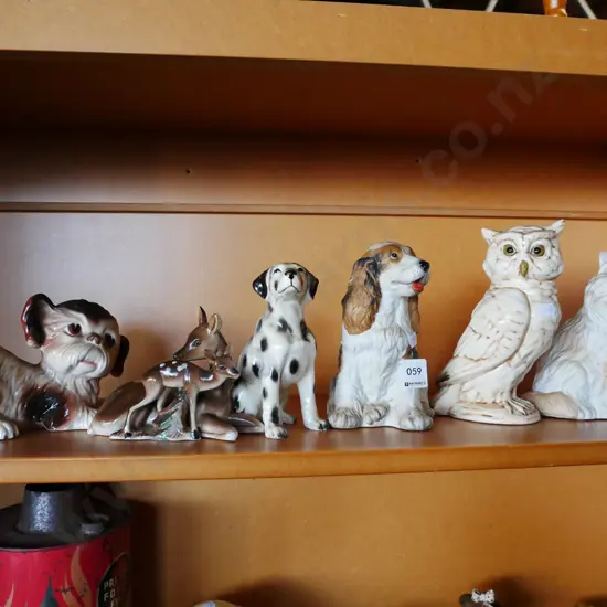 shelf of animal figurines