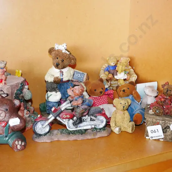 shelf; composite bear figurines