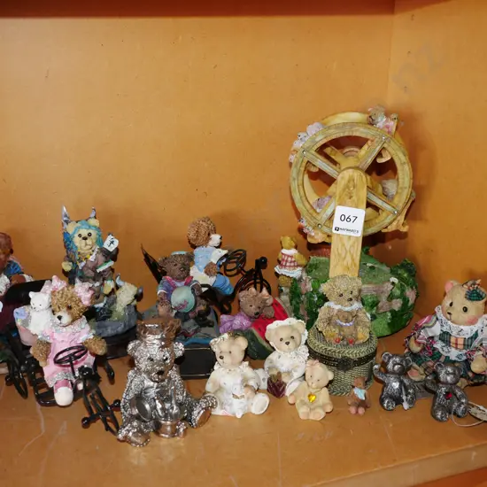 numerous composite bear figurines