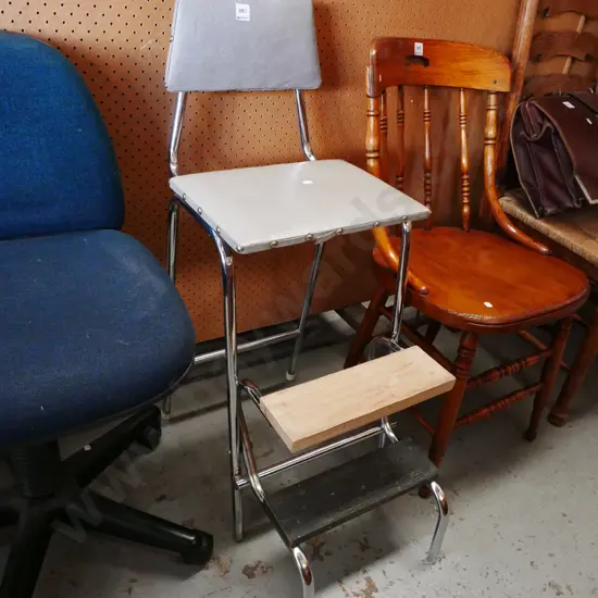chrome and vinyl kitchen step stool
