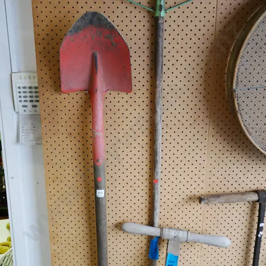 garden spade and rake - red dots