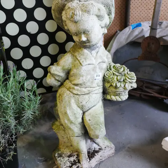 concrete ornament - boy with flowers H-700