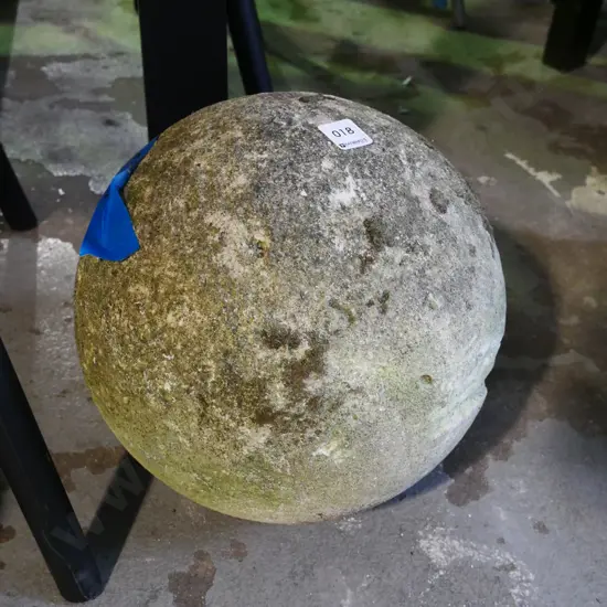 carved Oamaru stone garden ornament - ball 