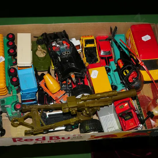 box of toy vehicles