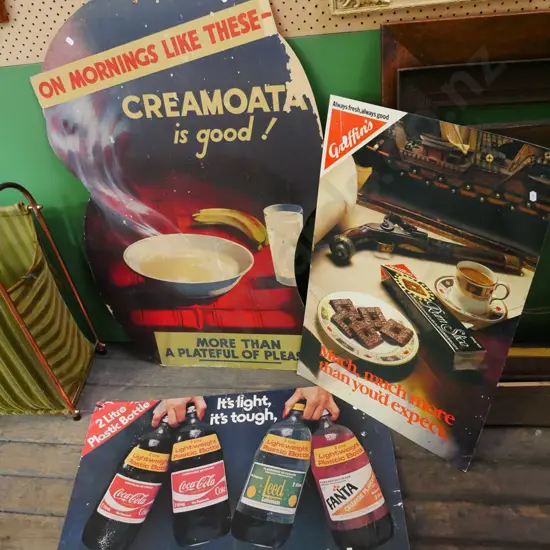 3x cardboard in-store promotional signs