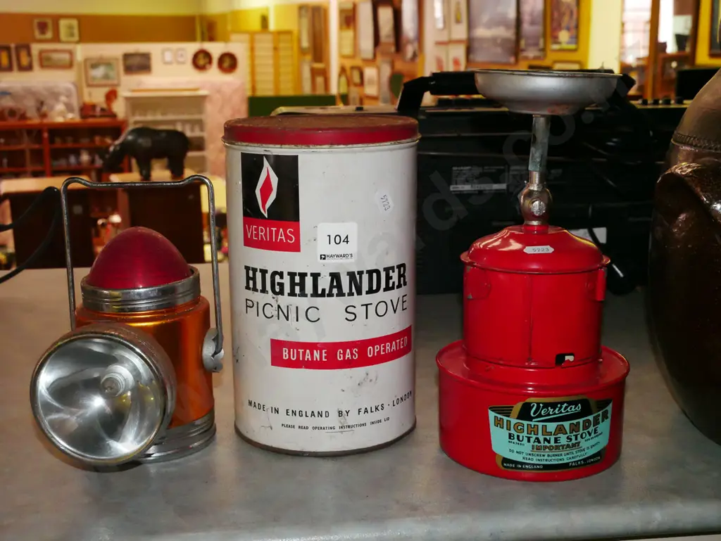 Highlander picnic stove, vintage safety lantern Image 1++