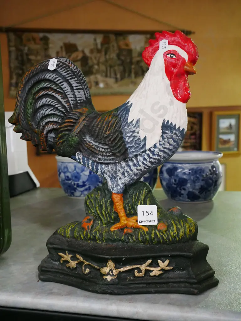 cast iron chicken themed door stop H-320 Image 1++
