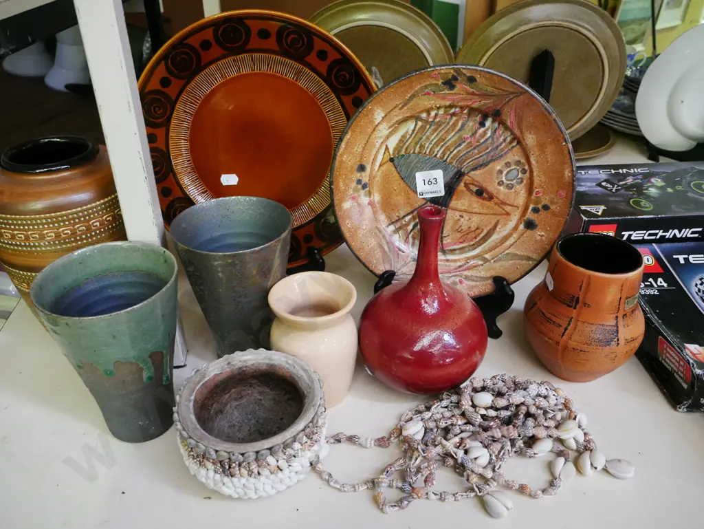 various vases, plates, bowl, shell necklace Image 1++