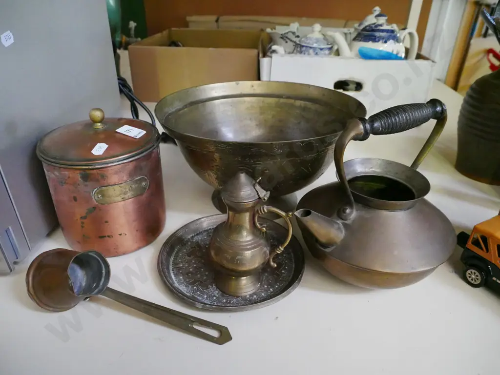 copper storage canister, brass bowl etc Image 1++