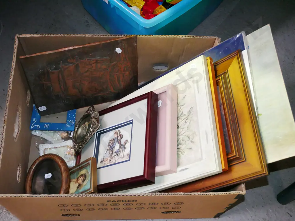 box of artworks - prints, coppers, oils etc Image 1++